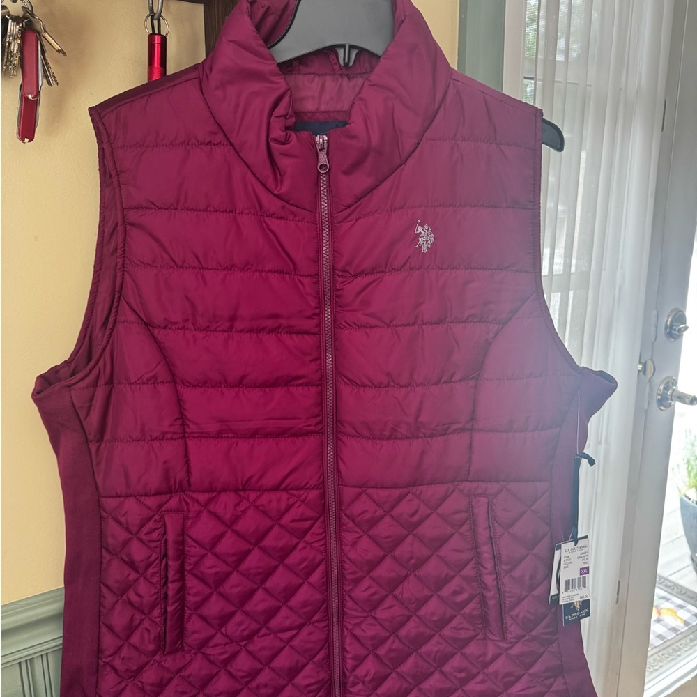U.S. Polo Assn. Women's Maroon Quilted Vest